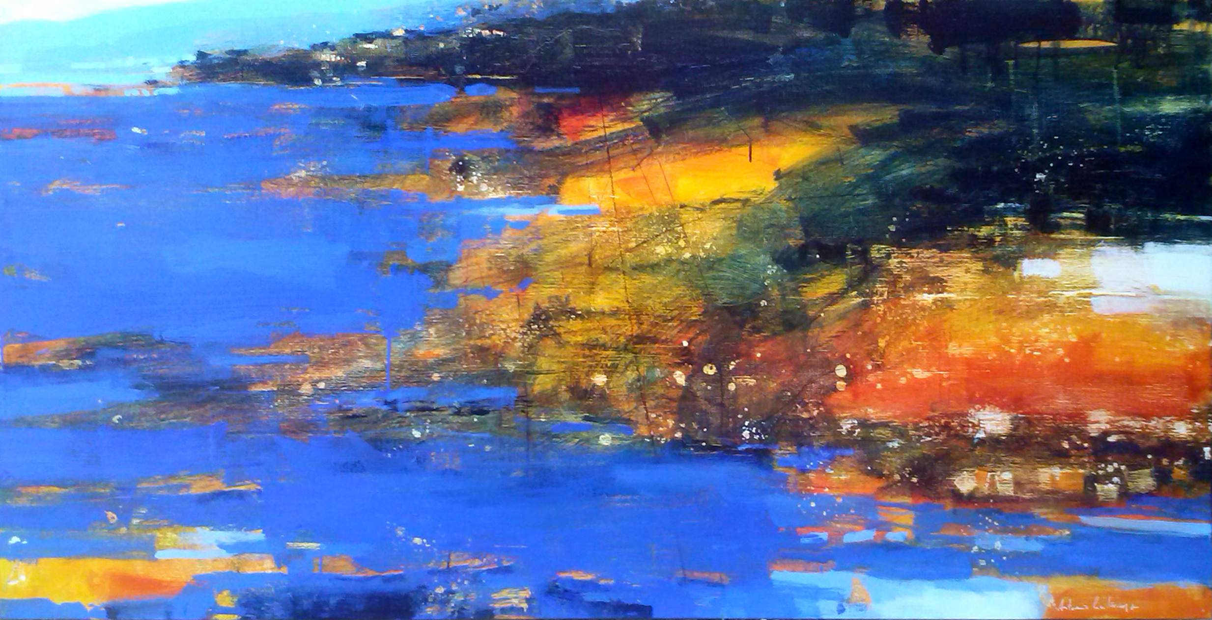 Paesaggio del mare-tempera grassa su tela 140x70 cm anno 2014 Antonio