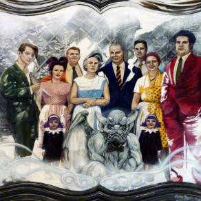 Portrait of an italian family with domestic pet