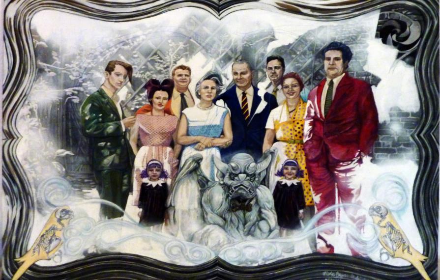 Portrait of an italian family with domestic pet