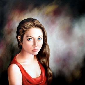 ALONE-Da sola...oil on canvas cm 60x60 