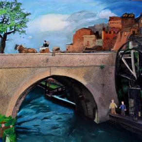 Il ponte del naviglio di Cassano d'Adda con mulino leonardesco