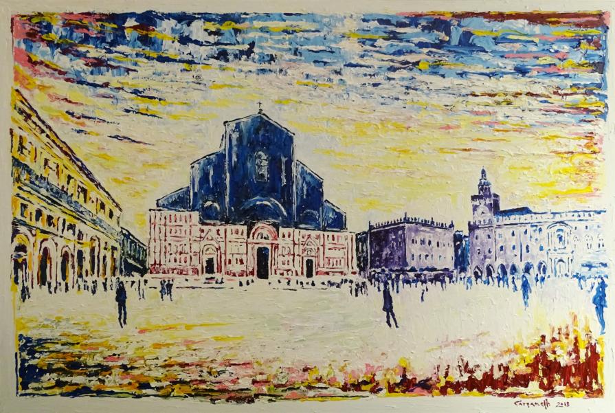 Bologna: tramonto in Piazza Maggiore