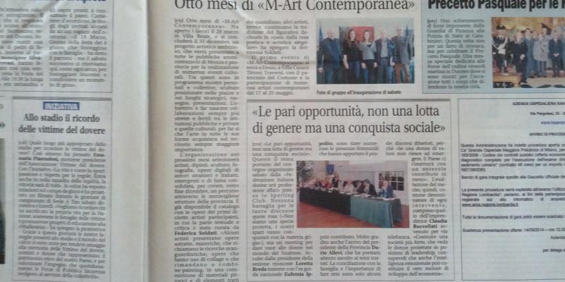 presentazione di m-art  in the city articolo sul giornale di monza