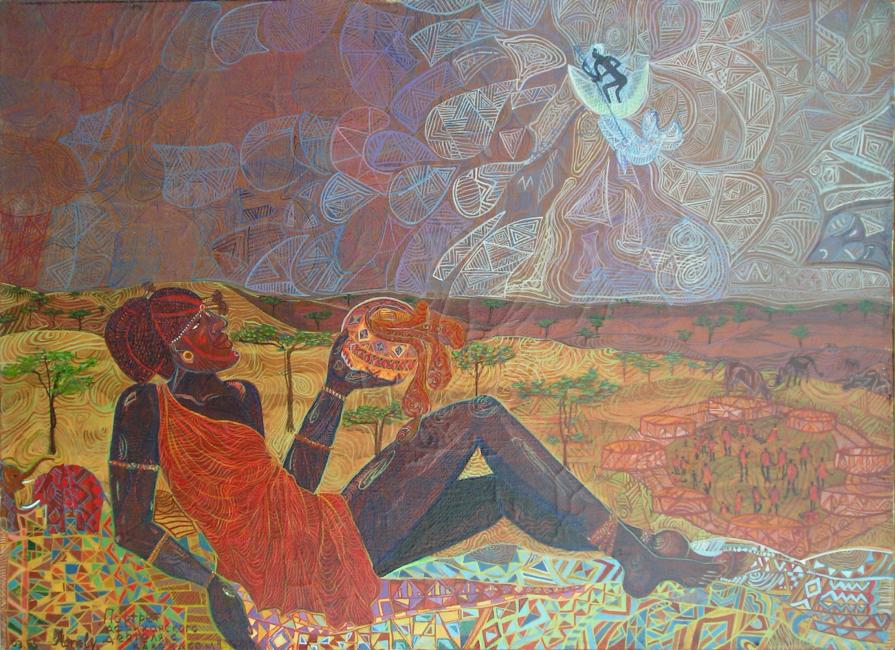 Portrait of the african person with calabash Portrait of the african person with calabash