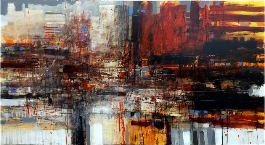  CONNETTIVO FUTURISTA_tecnica mista su tela 250x130_ Antonio Civitarese 2018