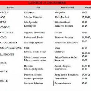 FESTA DELLA PAROLA: IL VIANDANTE (a cura Sefora Cardone Onlus): 27 dicembre 2015, "Schiavone Abbigliamento" (ore 17,00/18,00 - V. Due Torri, n° 35/37, Potenza) - 28 dicembre 2015, "Libreria Senza Nome" (ore 17,00/18,00 - V. Due Torri n° 36). FESTA DELLA PAROLA: IL VIANDANTE (a cura Sefora Cardone Onlus): 27 dicembre 2015, "Schiavone Abbigliamento" (ore 17,00/18,00 - V. Due Torri, n° 35/37, Potenza) - 28 dicembre 2015, "Libreria Senza Nome" (ore 17,00/18,00 - V. Due Torri n° 36).