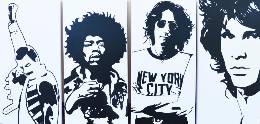 Jim morrison, John Lennon, Jimmy Hendrix, Freddy Mercury