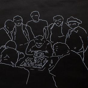 Giocatori di dama - Linoleografia