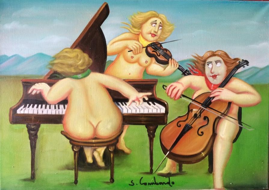 Salvo Lombardo - Concerto all'aperto - olio su tela - 70 x 50