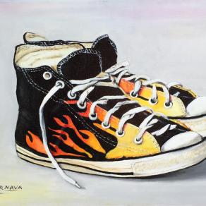 Angelo Bernava - Passeggliata - olio su tela - 40 x 30