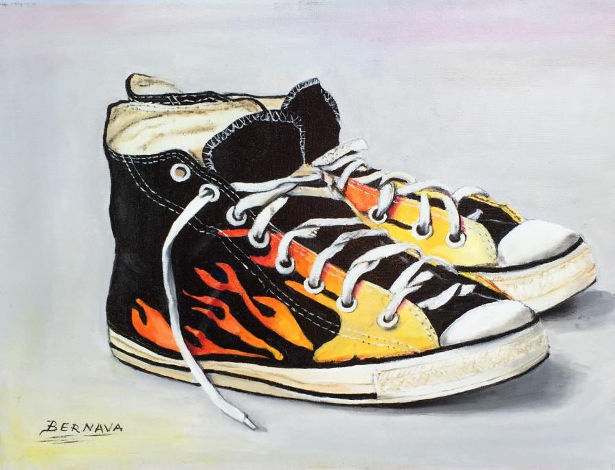 Angelo Bernava - Passeggliata - olio su tela - 40 x 30