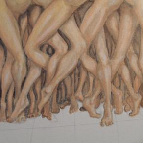 Passione di donne - Aggrovigliamento di magroline minute costrettesi in locale ristretto (in creazione-particolare)