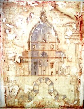 Bozza Cupola di Santa Maria del fiore di Firenze del Brunelleschi  1420 - 1436 - locandine vintage