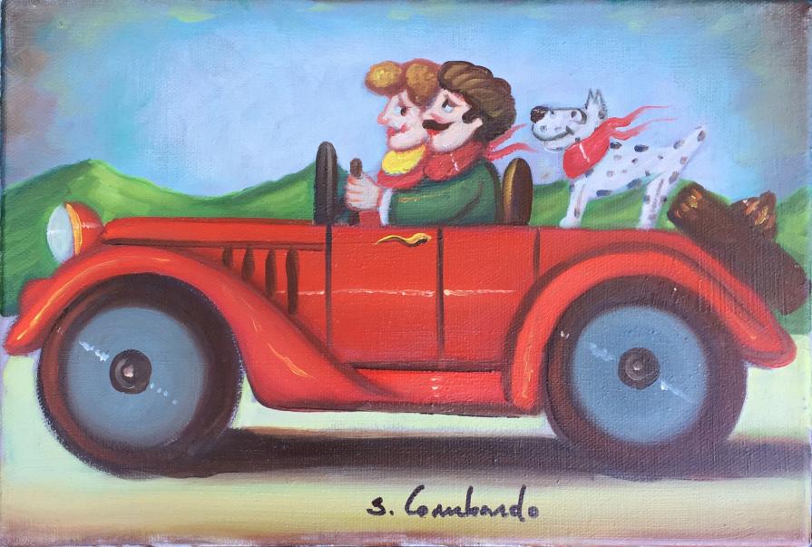 Salvo Lombardo - Il cane pezzato - olio su tela - 30 x 20