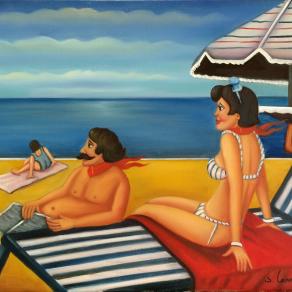 Salvo Lombardo - Al mare - olio su tela - 70 x 50