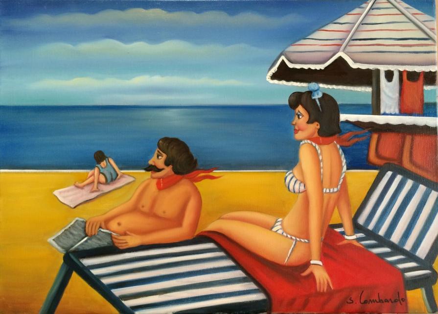 Salvo Lombardo - Al mare - olio su tela - 70 x 50