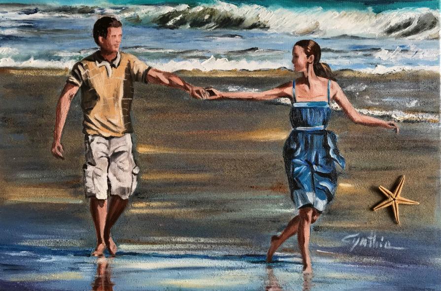 Cinzia Bresciani - Mare complice d'amore - olio su tela - 60 x 40