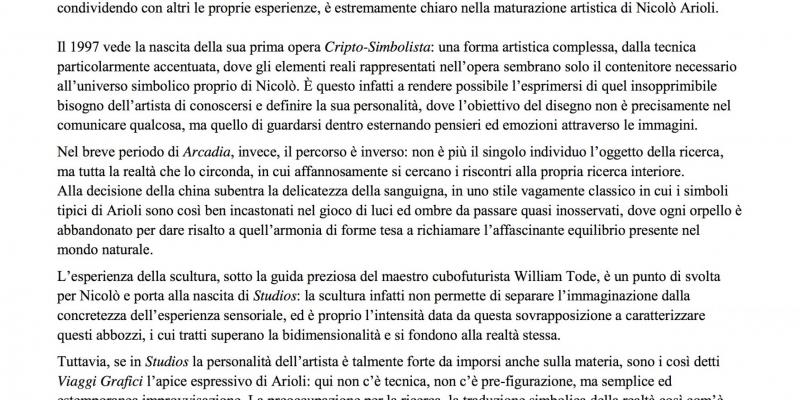 "Anatomia di un percorso artistico: l'armonia delle forme nelle produzioni di Nicolò Arioli" "Anatomia di un percorso artistico: l'armonia delle forme nelle produzioni di Nicolò Arioli"