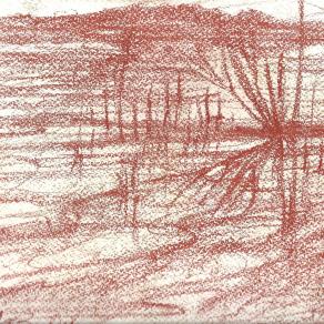 il mio lago  -schizzo a sanguigna-