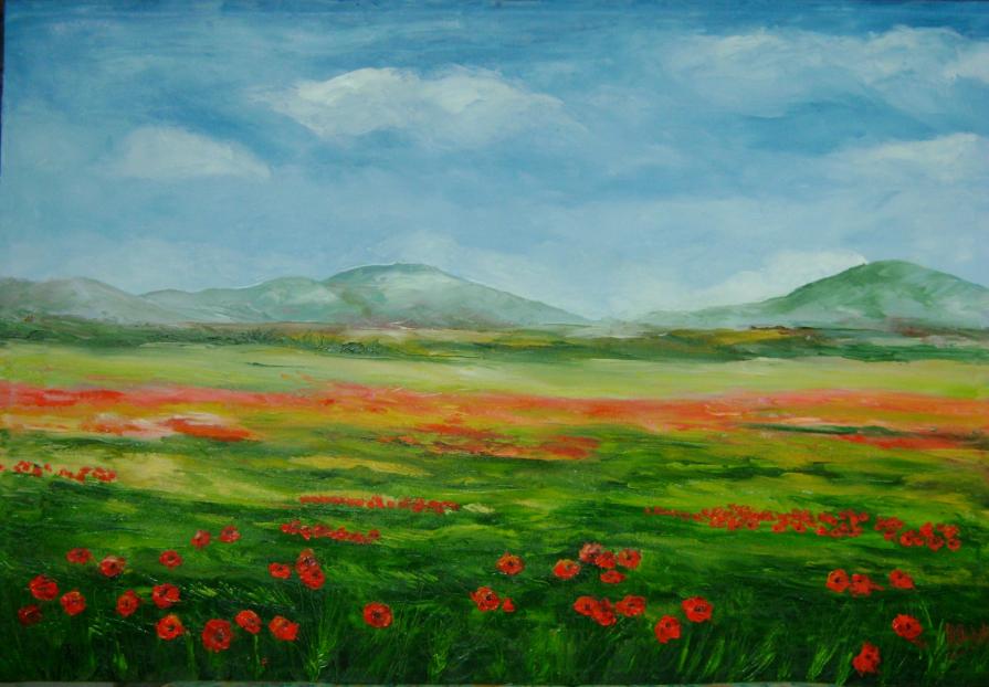 Paesaggio con papaveri