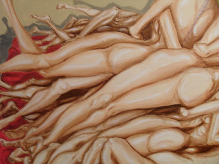 Incontro di gruppo fra giovani donne - Idea eccitante - Nude tutte insieme (particol.)