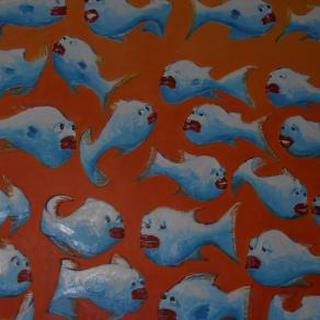 Fish grigi fondo arancio