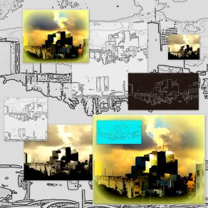 Theme & Variations Collage : view towards the “Prophets` Tower” in Haifa, Israel