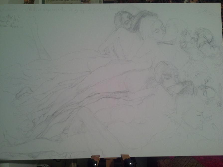 Incontro di gruppo fra giovani donne - Idea eccitante - Nude tutte insieme(particol. - in creazione)