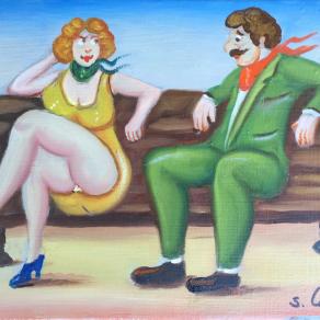 Salvo Lombardo - Lungomare - olio su tela - 30 x 20