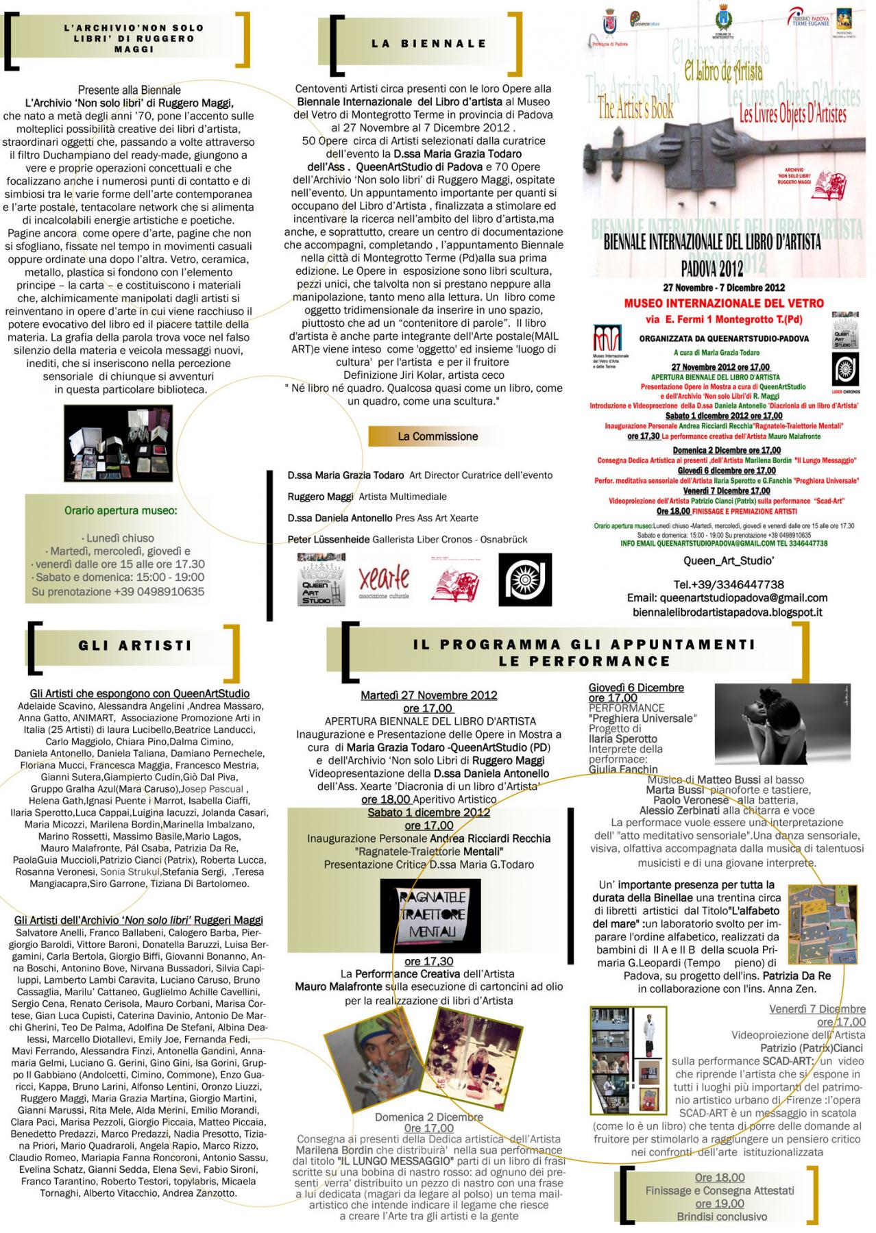 BIENNALE DEL LIBRO D’ARTISTA INTERNAZIONALE  PADOVA 2012 -CHIARA PINO-CARPE ARTEM 500 E 1 PAGINA