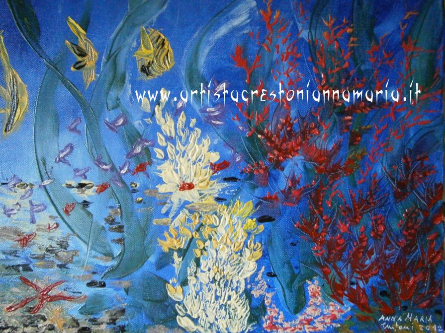 Fondale Marino - Olio su Tela 45 x 35 - Tecnica Spatola - anno 2012 - www.artistacrestoniannamaria.it