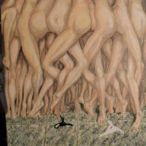 Passione di donne - Aggrovigliamento di magroline minute costrettesi in locale ristretto (particolare)