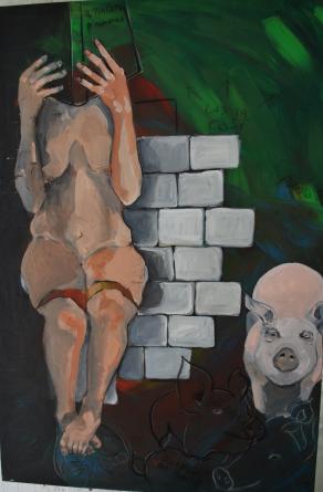 Fuga di maiali durante l'intimo piacere - toilette signore