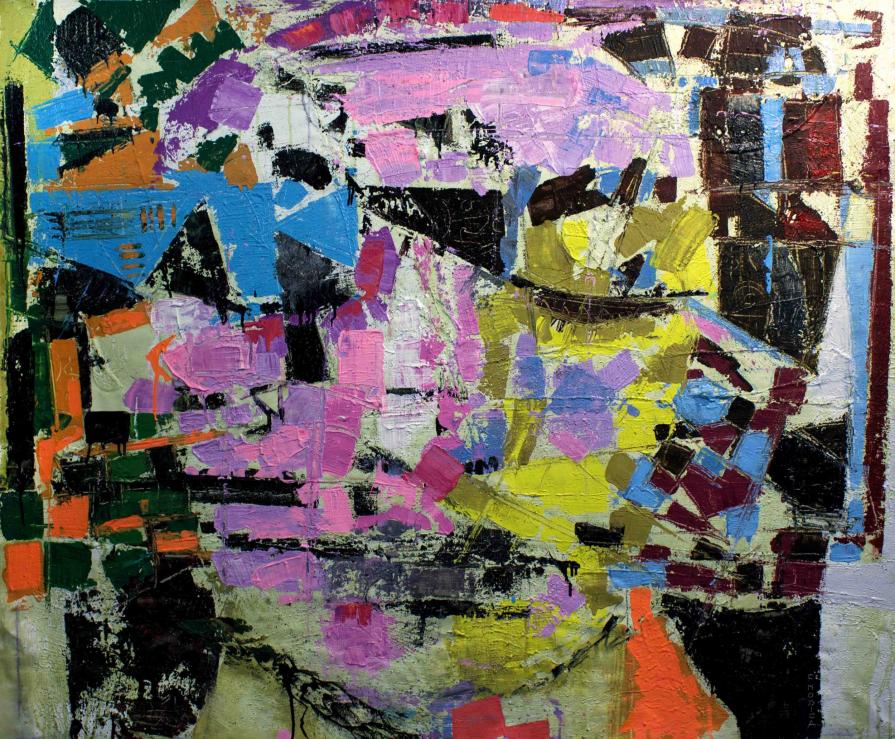 Fabio Modica | Prisoner of matter X - mixed media on canvas - cm 140 x 123 - 55x48,5 inches - 2015 - Lowe Gallery - USA