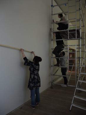 Wall Drawing 119 - Sol LeWitt. Installation at Lewis Glucksman Gallery, University College Cork, Co Cork, Ireland. Assistant to Sachi Cho.