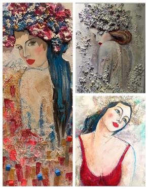 Studi di donna . Collage dettagli opere 
