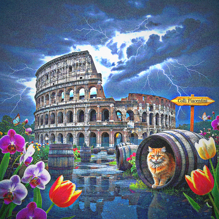 Un mix esplosivo di storia antica.. natura in fiore e un po' di follia felina