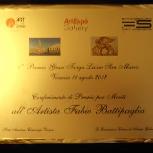 Ritirato il Primo Premio Internazionale "Gran Targa Leone San Marco" a cura di Artexpò Gallery