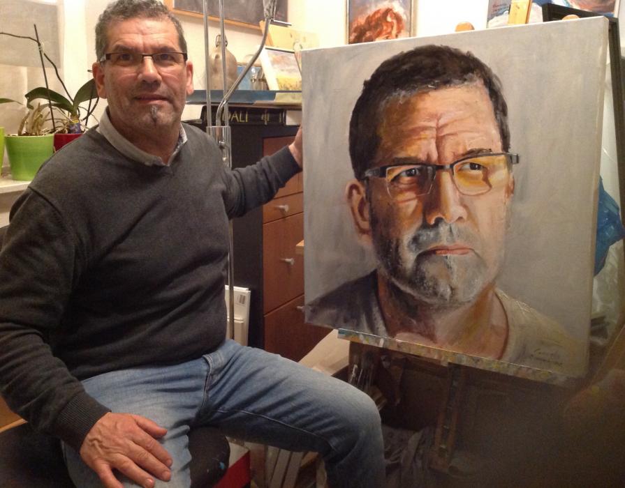 Autoritratto olio su tela 70 x 70 cm