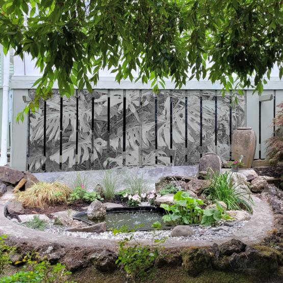 mural "monstera above the pond" 3x1.1m mural "monstera above the pond" 3x1.1m