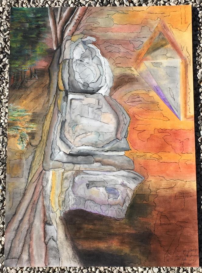 Senza prospettiva! (Without prospect - perspective!), oil pastel on paper