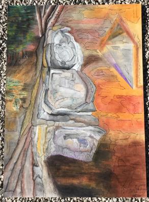 Senza prospettiva! (Without prospect - perspective!), oil pastel on paper