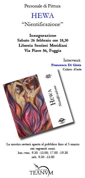 " Nientificazione " personale pittorica di HEWA Giada Di Brisco