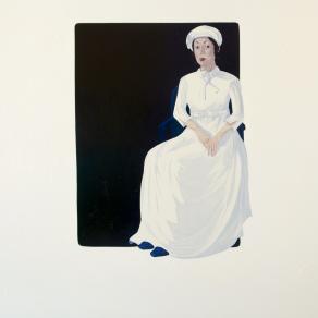 seduta al margine del quadrato....nero