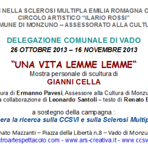 Invito Mostra personale di Gianni Cella in Sala Mazzanti a Vado (BO)