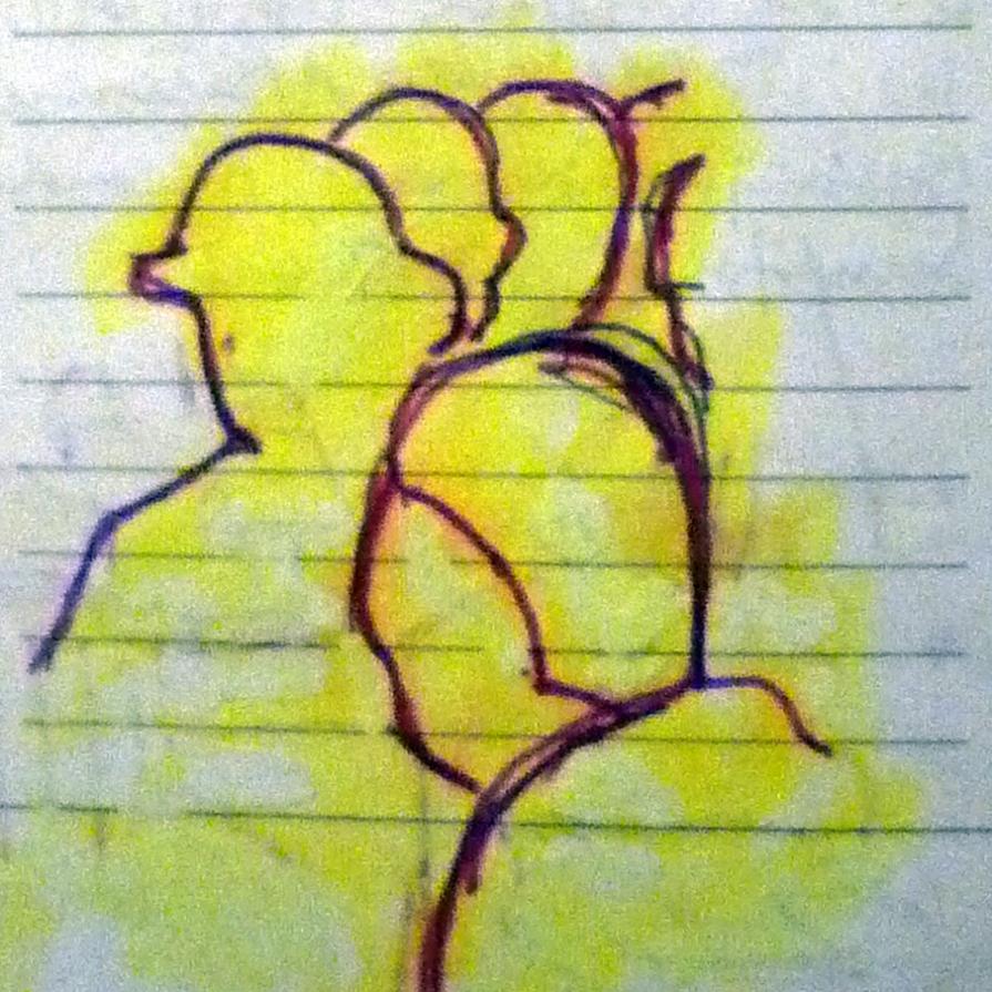 Tratti con sfondo giallo (serie Liberi appunti in libera mostra). Tratti con sfondo giallo (serie Liberi appunti in libera mostra).