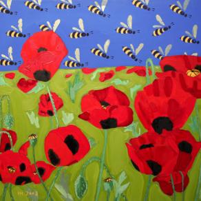 Poppies and bees
