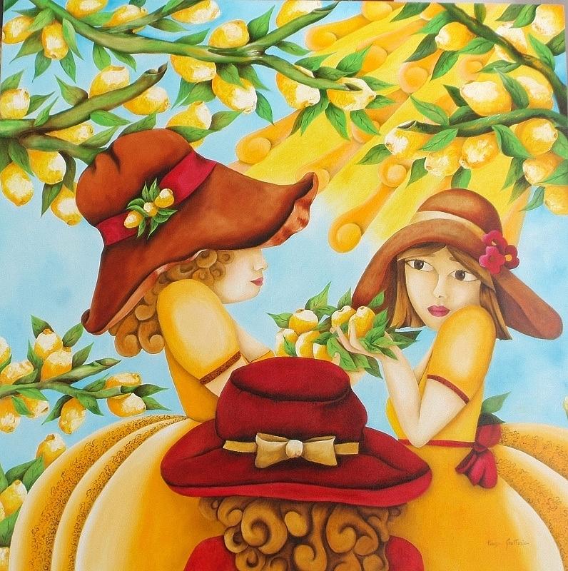 Donnine alla raccolta di limoni