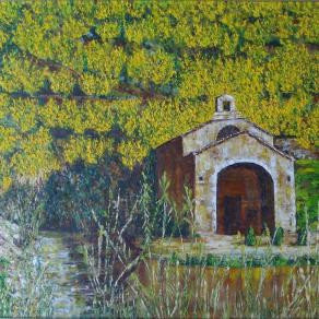 Julie Calvo (Francia) - Chiesa di campagna - Olio Tela  - 40 X 50