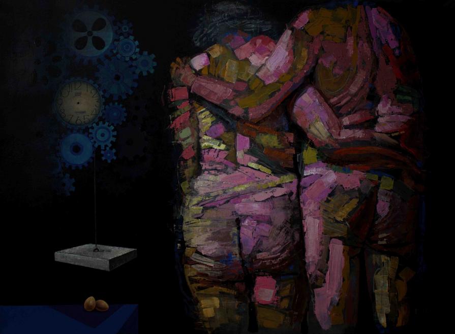 Fabio Modica | Fragile - mixed media on canvas - cm 190x150 | 74x59 inches